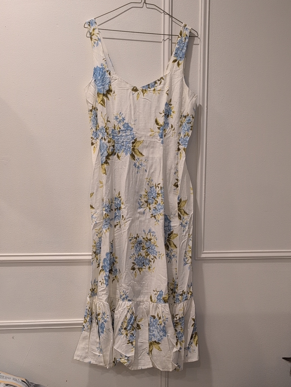 Cynthia Rowley White Midi Dress with Blue Floral Print